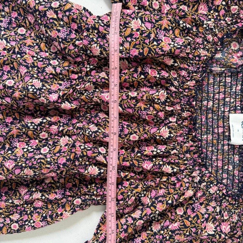Old Navy Floral Smocked Puff Sleeve Blouse Cottagecore Romantic Boho Top - Picture 6 of 7